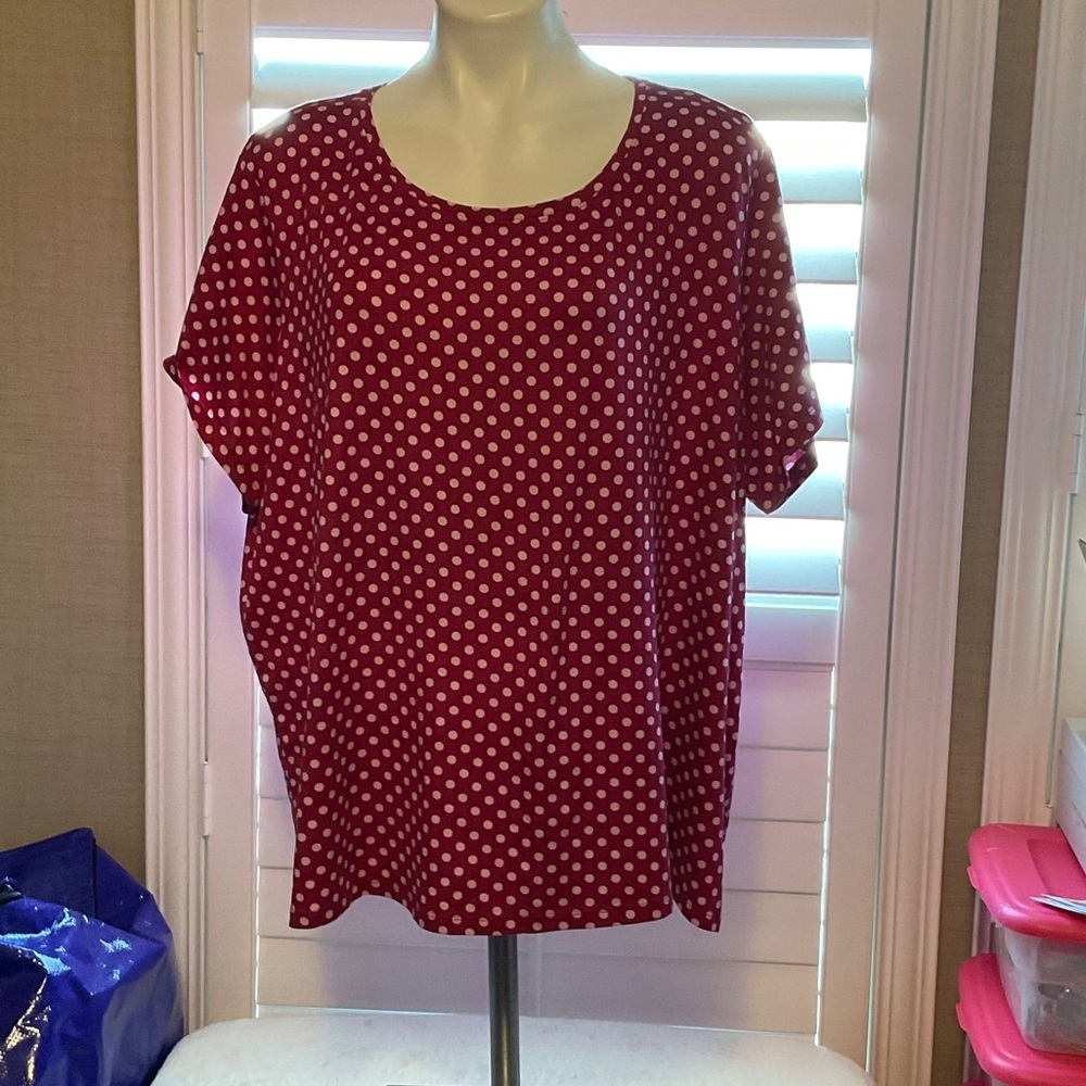 Secret Treasures Red Polka Dot Pajama Top